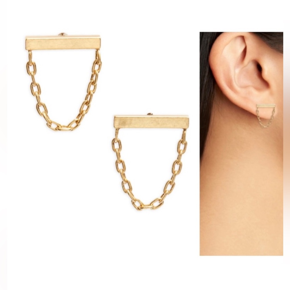 Madewell Bar And Chain Post Earring Gold